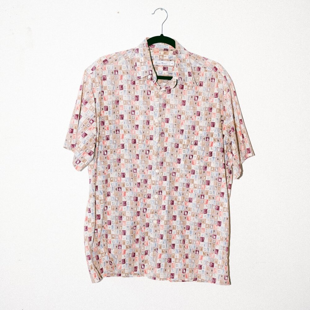 Vintage Burma Bibas Geometric Button-Up Shirt – 60 Singles Lawn 100% Cotton